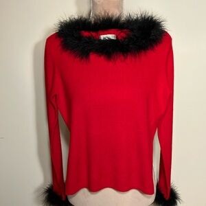 Women’s Small Red Sweater with black trim